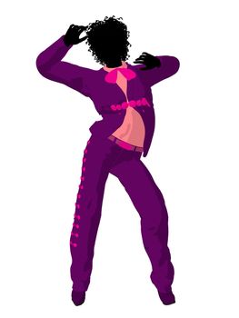 African american female mariachi illustration silhouette illustration on a white background