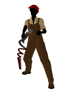 Female mechanic illustration silhouette on a white background