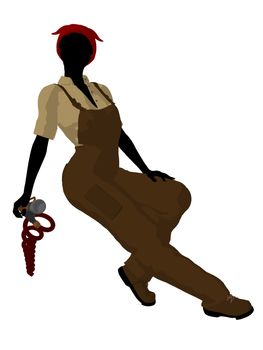 Female mechanic illustration silhouette on a white background