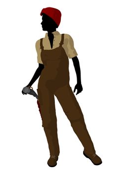 Female mechanic illustration silhouette on a white background