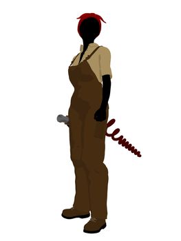 Female mechanic illustration silhouette on a white background