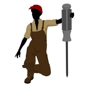 Female mechanic with a screwdriver illustration silhouette on a white background