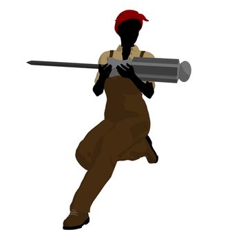 Female mechanic with a screwdriver illustration silhouette on a white background