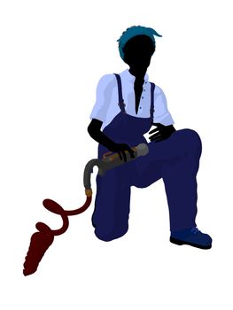 Female mechanic illustration silhouette on a white background