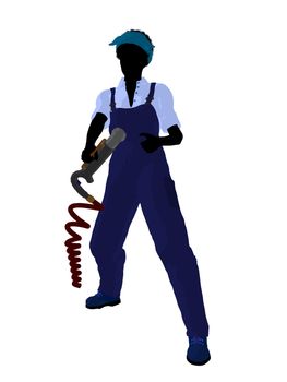 Female mechanic illustration silhouette on a white background