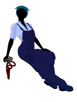 Female mechanic illustration silhouette on a white background