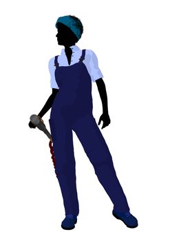 Female mechanic illustration silhouette on a white background