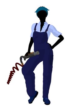 Female mechanic illustration silhouette on a white background