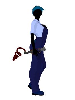 Female mechanic illustration silhouette on a white background