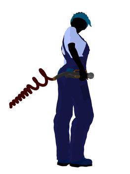 Female mechanic illustration silhouette on a white background