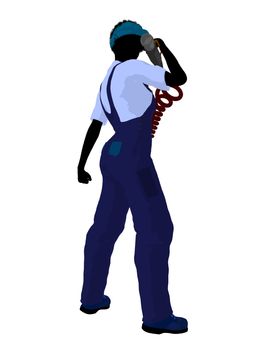Female mechanic illustration silhouette on a white background