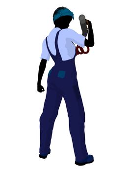 Female mechanic illustration silhouette on a white background