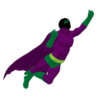 African american super hero silhouette on a white background