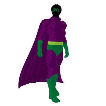 African american super hero silhouette on a white background