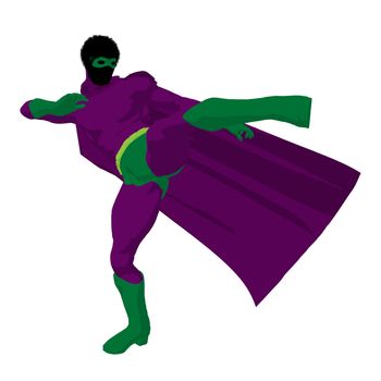 African american super hero silhouette on a white background