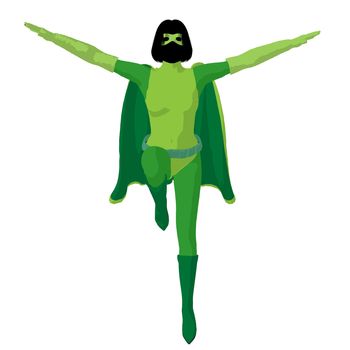 Super heroine silhouette on a white background