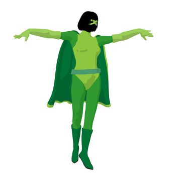 Super heroine silhouette on a white background