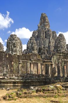 Image of UNESCO's World Heritage Site of Bayon, which is part of the larger temple complex of Angkor Thom, located at Siem Reap, Cambodia. This is one of the temples in Siem Reap where the Hollywood movie Lara Croft Tomb Raider was filmed at.