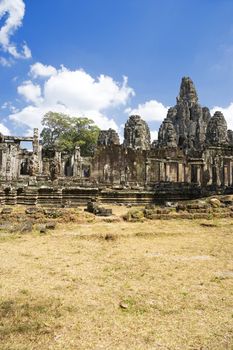 Image of UNESCO's World Heritage Site of Bayon, which is part of the larger temple complex of Angkor Thom, located at Siem Reap, Cambodia. This is one of the temples in Siem Reap where the Hollywood movie Lara Croft Tomb Raider was filmed at.