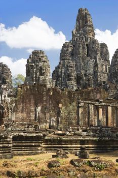 Image of UNESCO's World Heritage Site of Bayon, which is part of the larger temple complex of Angkor Thom, located at Siem Reap, Cambodia. This is one of the temples in Siem Reap where the Hollywood movie Lara Croft Tomb Raider was filmed at.