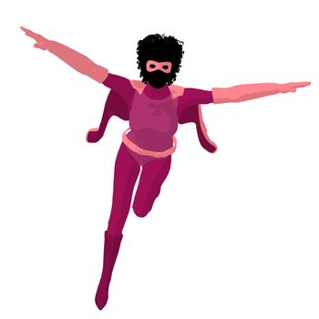 African american super heroine silhouette on a white background