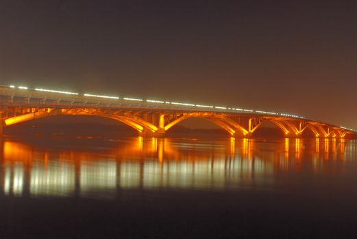 Metro bridge across the river Dnepr.