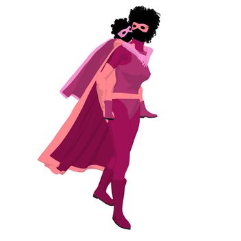 African american super hero mom with child silhouette on a white background