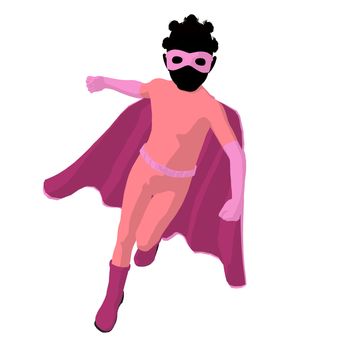 African american super hero girl silhouette on a white background