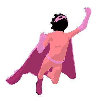 African american super hero girl silhouette on a white background