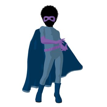 African american super hero boy silhouette on a white background