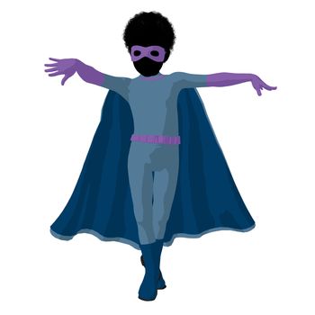 African american super hero boy silhouette on a white background