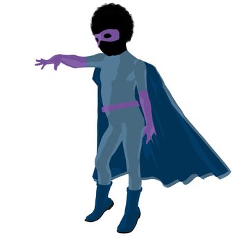 African american super hero boy silhouette on a white background