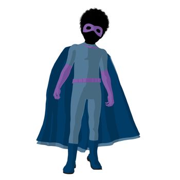 African american super hero boy silhouette on a white background