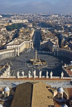 view of Rome from the rooftop of San Pietro