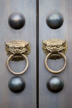 Image of a Chinese temple door in Malaysia.