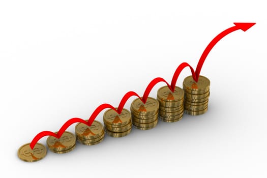 diagram of growth. 3D image. Isolated illustration