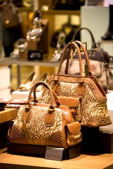 Image of a shop selling handbags and shoes in Malaysia.