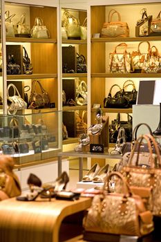 Image of a shop selling handbags and shoes in Malaysia.