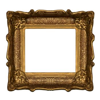 A fancy wooden photo frame border with copy space. Clipping path is included for the white center area.