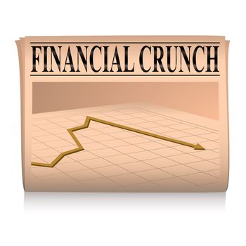 financial paper showing a graph of the credit crunch with sales down