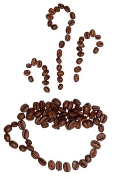 Coffee beans illustrating a hot cup of coffee