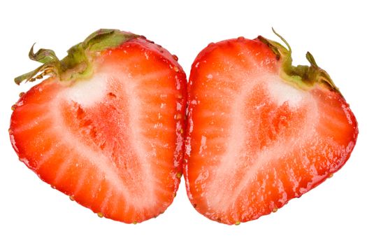 close-up cut strawberry, isolated on white