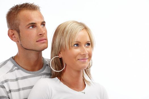 Portrait of a happy couple isolated on white background