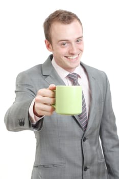 Business man drinking his coffee