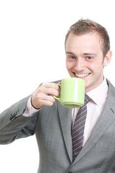 Business man drinking his coffee