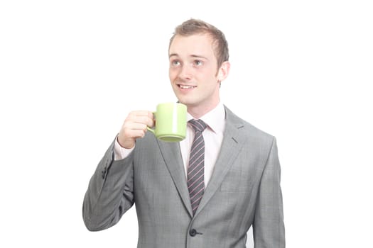 Business man drinking his coffee