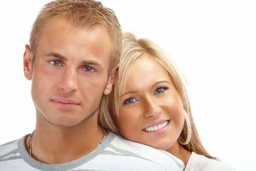 Portrait of a happy couple isolated on white background