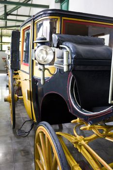 Image of the Yogyakarta Sultan's collection of antique horse chariots, Yogyakarta, Indonesia.