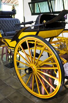 Image of the Yogyakarta Sultan's collection of an antique horse chariot, Yogyakarta, Indonesia.