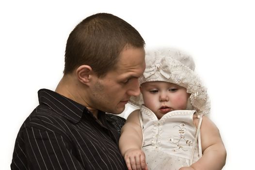 Young father holding his 10 months old daughter